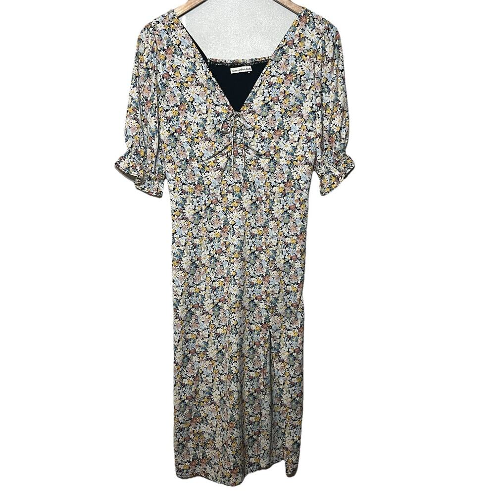 Abercrombie & Fitch Dress Midi Y2K Cottagecore Multi Floral Prairie Ruched S